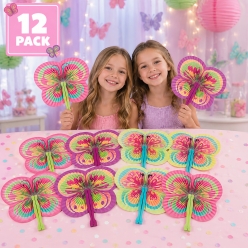 Butterfly Large Folding Fans 12pk